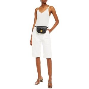 NWT! $295 GOLDSIGN •Women 25• The Petal Pusher Twill Long Shorts Ivory Pleated